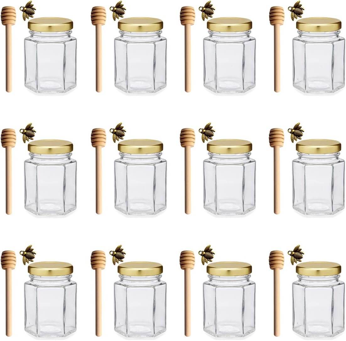 The Adabocute 4oz Hexagonal Honey Jars